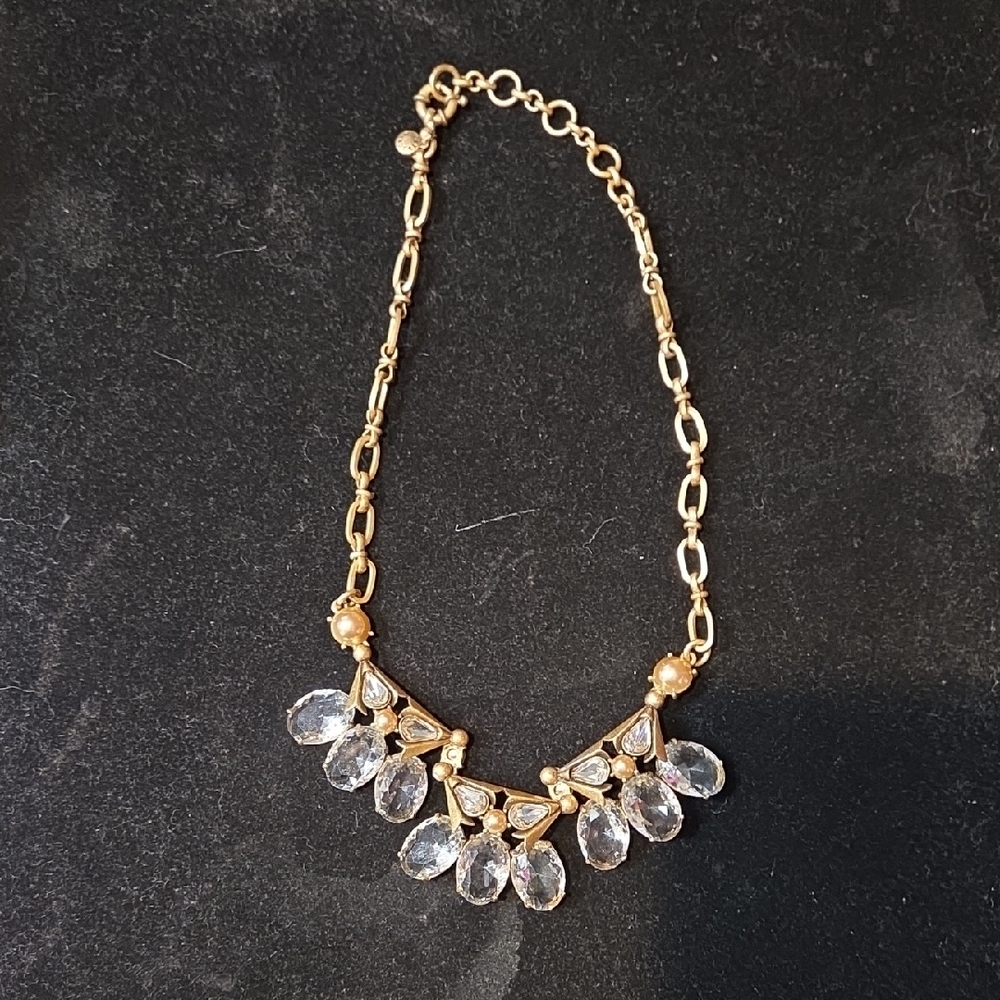 J. Crew Gold and Clear Crystal Necklace